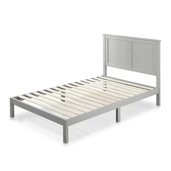 Zinus Wood Country Style Platform Bed with Headboard, No Box Spring Needed, Wood Slat Support, Twin