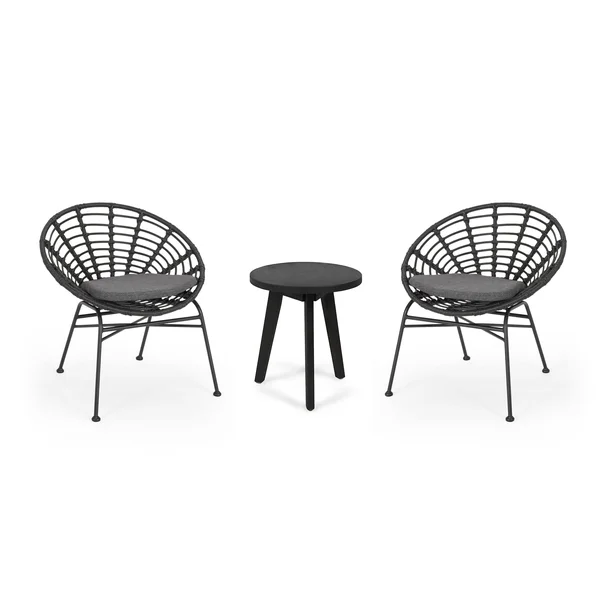 Kingston 3PC Acacia Wood Chat Set - Gray/Dark Gray - Christopher Knight Home
