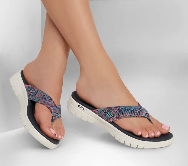 Skechers Women's On-The-Go Flex - Accent Sandals, Navy/Multi, 7.0
