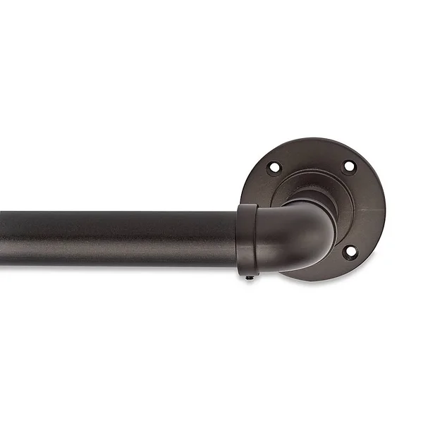 Cambria Industrial 42x22 Single Curtain Rod Set in Matte Brown