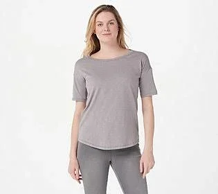 Barefoot Dreams Slub Jersey Dropped Shoulder Tee, Size X-Large, Dove Gray