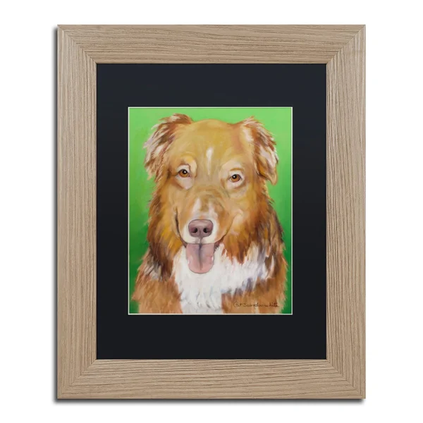 Trademark Fine Art PS210-T1620BMF Dog on Green by Pat Saunders-White, Black Matte, Birch Frame 16x20-Inch