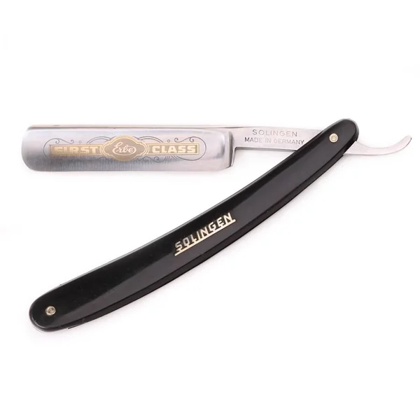 Erbe First Class 5/8x22 Full Hollow Straight Razor - Black Celluloid