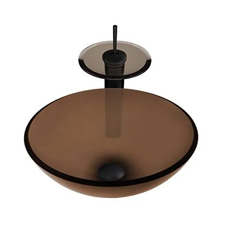 Novatto Ty Glass Vessel Bathroom Sink Set, Oil Rubbed Bronze