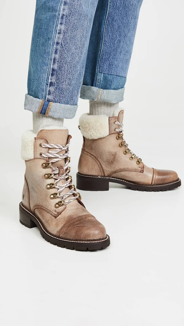 Frye Samantha Hiker Boots Chocolate 5.5