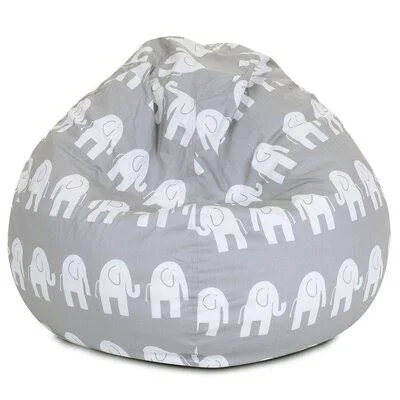 Standard Classic Bean Bag Trule Fabric: Gray Cotton Twill, Size: 22'' H x 28'' W x 28'' D