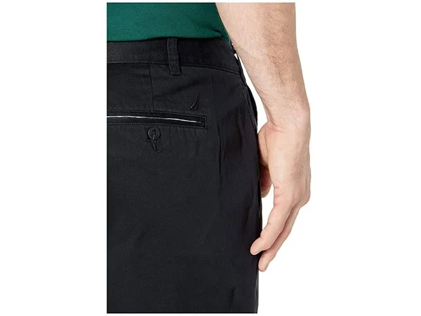 Nautica Men's Big & Tall Anchor Flat Front Twill Pants - True Black