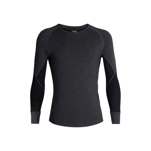 Icebreaker Men's 260 Zone Long Sleeve Crewe Shirt - Jet Heather/Black, Size L by Campman