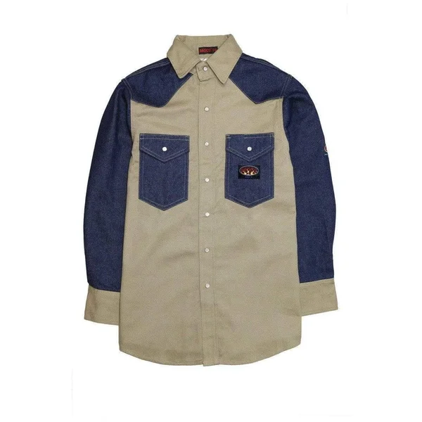Rasco FR Two Tone Work Shirt 4XLT, Denim-Brown Duck