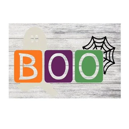 Happy Halloween Boo Rustic Metal Sign - 12 inch x 8 inch, Men's