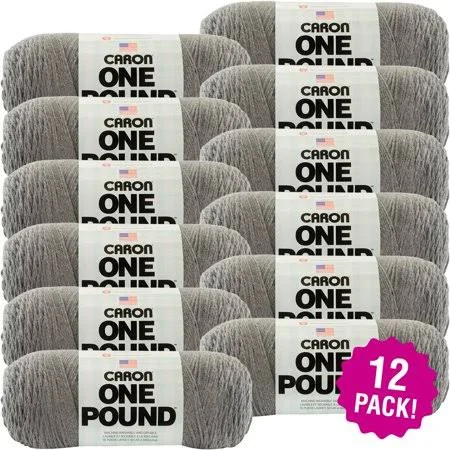 Caron One Pound Yarn - Medium Grey Mix - Multipack of 12