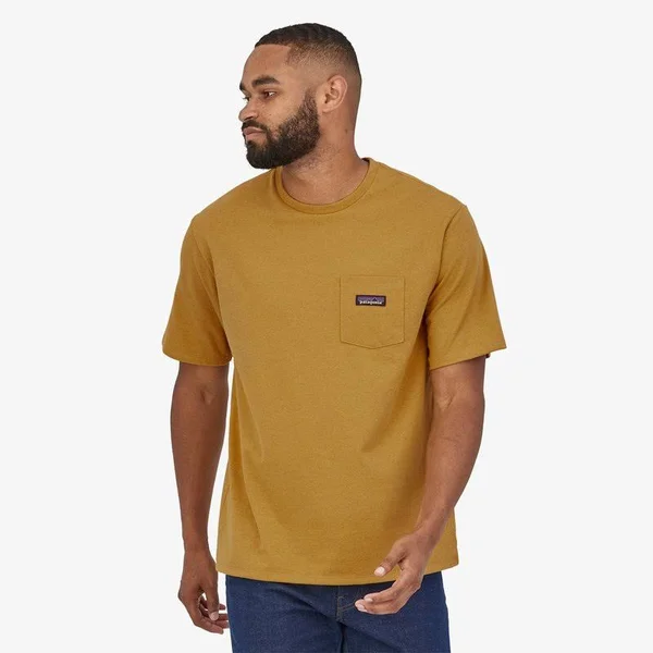 Patagonia M&s P-6 Label Pocket Responsibili-Tee Hawk Gold, Xs
