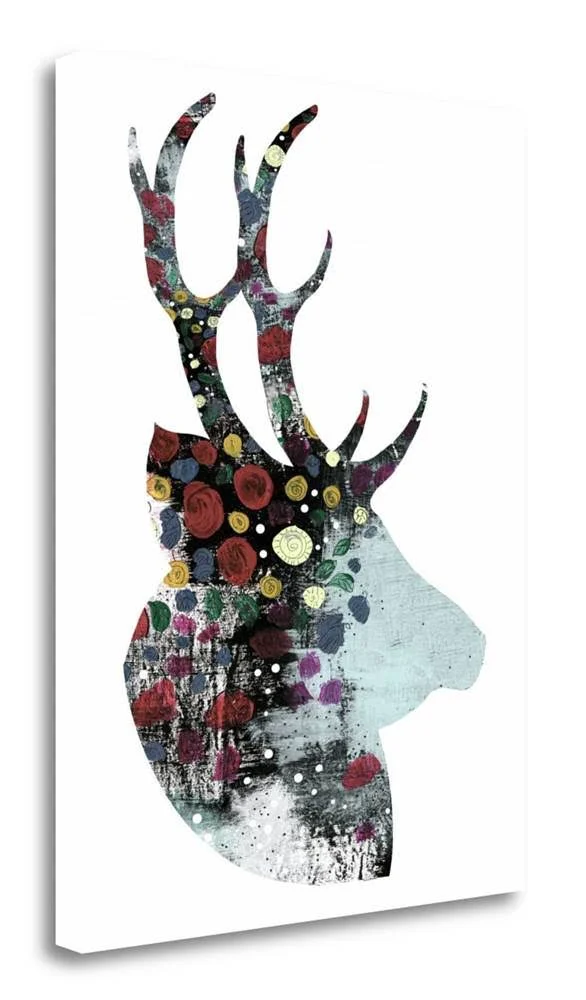 23x22 x 18x22 Floral Deer by Sarah Ogren Fine Art Giclee Print