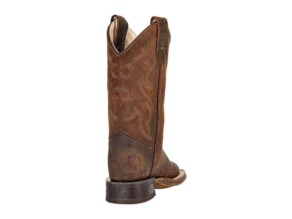 Old West Children's Broad Square Toe Boots - Brown