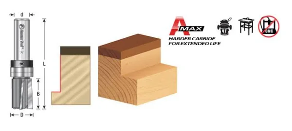 Amana 45463-3US Carbide Tipped Face Plunge Template Up Shear Angle 3/4 D x 1 CH