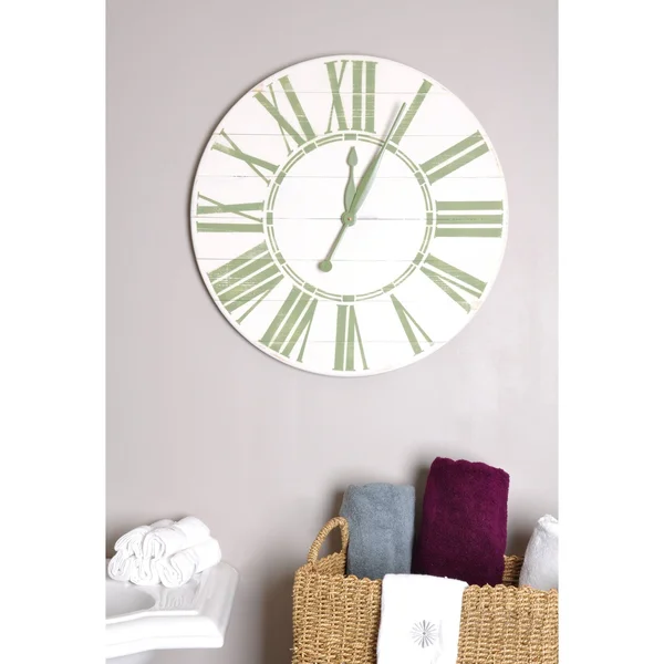 Oversized Farmhouse Wall Clock Finish: White/Green, Size: Medium