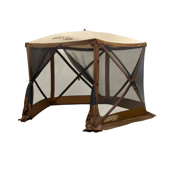 Clam Corp Portable Shelter Canopy Pop Up Tent w/ Mosquito Mesh, Brown/Tan at VM Express