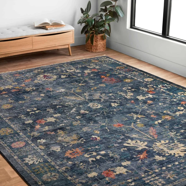 Alexander Home Jewel Boho Distressed Vintage Area Rug - 5& x 7&-10x22 - Denim - Multi