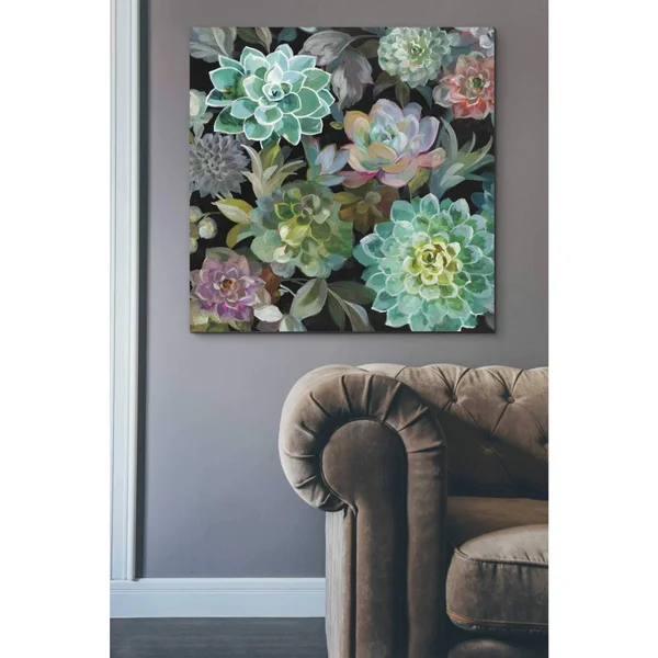 Epic Graffiti Floral Succulents V2 Crop by Danhui Nai - Giclee Canvas Wall Art - 26x22 x 26x22