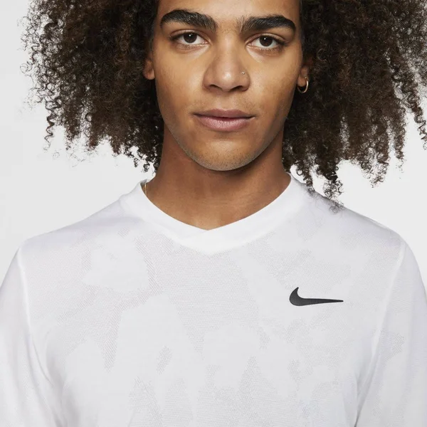 Nike NikeCourt Dry Challenger Top Short Sleeve White/Black - Men's, Size: Small