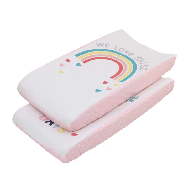 Little Love by Nojo We Love You So Multi Color Rainbow 2 Pack Super Soft Changing Pad Covers - 16 x 32 x 6"