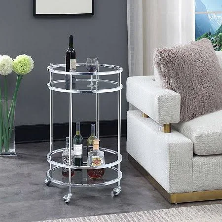 Convenience Concepts Royal Crest Bar Cart with Wheels, Clear