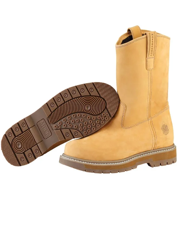 MuckBoots Men's Wheat Wellie Classic Composite Toe Work Boot, Size 14W