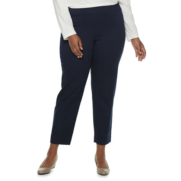 Plus Size Croft & Barrow Effortless Stretch Pull-On Pants, Women's, Size: 16 - Regular, Dark Blue