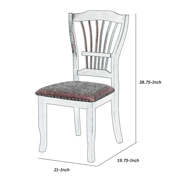 Slatted Back Wooden Dining Chair with Nailhead TRIM, Set of 2, Brown
