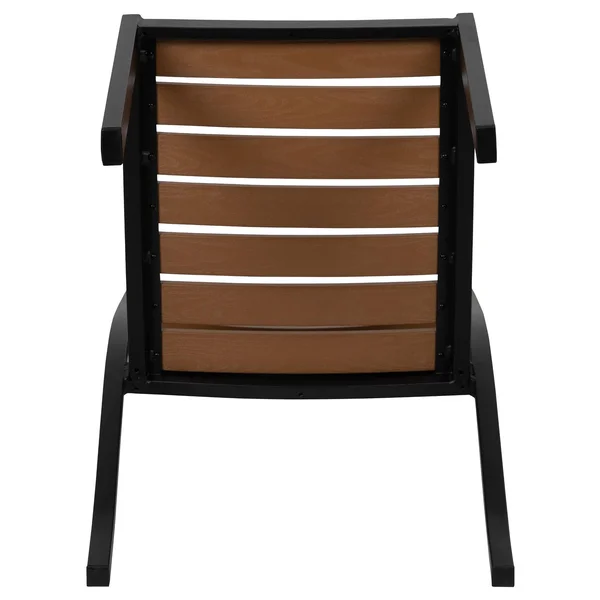 Flash Furniture Outdoor Side Chair with Faux Teak Poly Slats