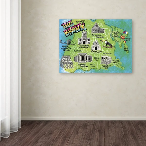 Elizabeth Caldwell &Bronx Map& Canvas Art (24x22 x 32x22) - Trademark Fine Art