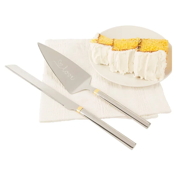 Golden Love Cake Serving Set