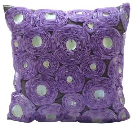 Purple Throw Pillow COVER - 18x22x18x22 Silk Decorative Cushion Covers-Lavender Roses, 18 x 18 in