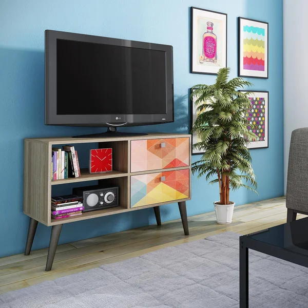 Manhattan Comfort Dalarna TV Stand - Oak/Stamp