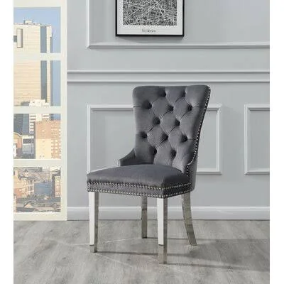 Elick Tufted Velvet Upholstered Side Chair Rosdorf Park Upholstery Color: Gray