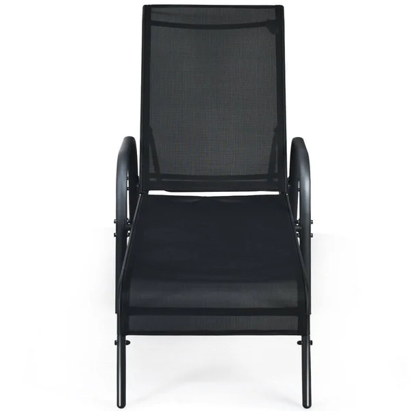 2 Pcs Outdoor Patio Lounge Chair Chaise Fabric with Adjustable Reclining Armrest - 75.5x22 x 26’’ x 24.5x22 (L x W x H) - Black