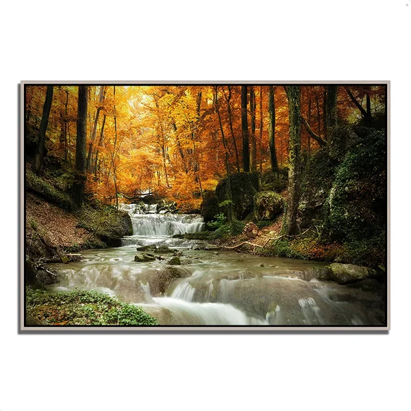 Autumn Stream, 47x22 x 32x22 Fine Art Giclee Print on Gallery Wrap