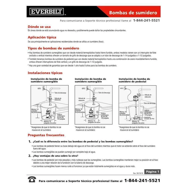 Everbilt 1/3 HP Submersible Sump Pump with Vertical