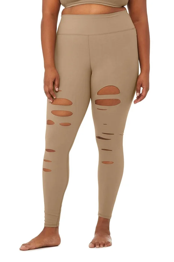 Alo Yoga High Waist Ripped Warrior Legging - Female - Large