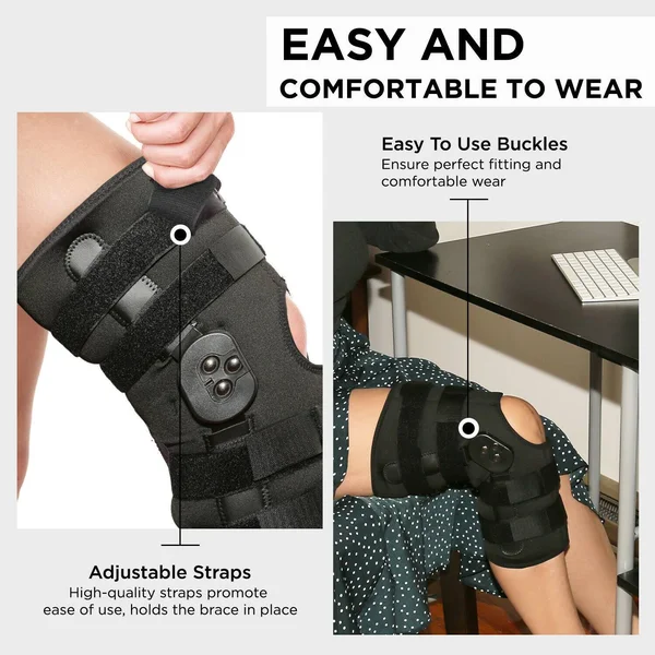 Knee Brace Hinged Support Patella Wrap Stabilizer Sleeve Adjustable Compression - Xs