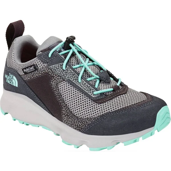 The North Face Juniors& Hedgehog Hiker II Waterproof Shoe - 1 - Blackened Pearl - Aqua Splash