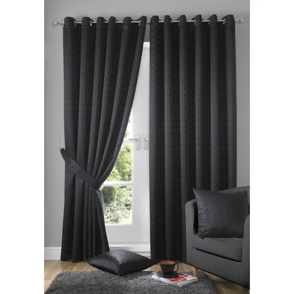 (W90x22 x D72x22 (229cm x 183Cm)) Heavyweight Dobby Fabric Fully Lined Ready Made Eyelet Curtains