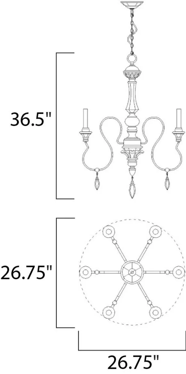 Maxim 39607SW Olde World 6-Light Chandelier - Senora Wood