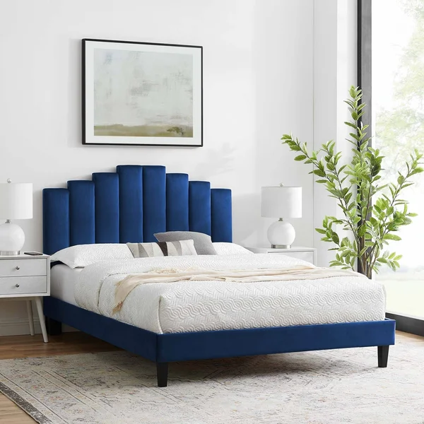 Modway Elise Full Performance Velvet Platform Bed MOD-6877, Light Gray