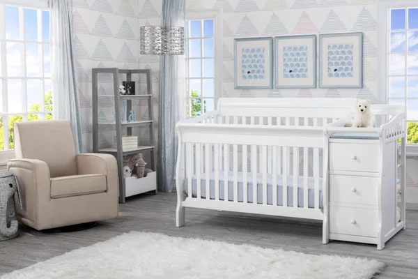 Delta Children Princeton Junction Convertible Crib N Changer Bianca White