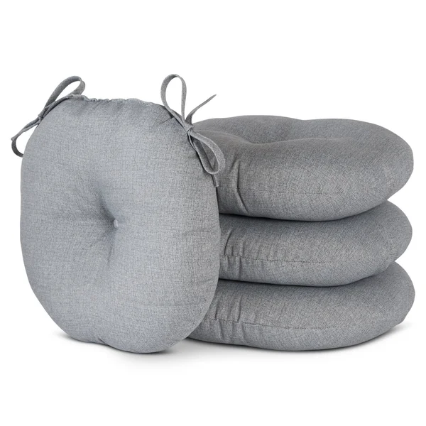 Greendale Home Fashions 15 in. Round Outdoor Bistro Seat Cushion - Set of 4 Heather Gray