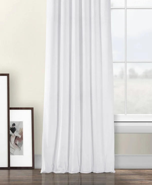 Exclusive Fabrics Heritage Plush Velvet Single Curtain Panel - 50 x 108 - Pillow White