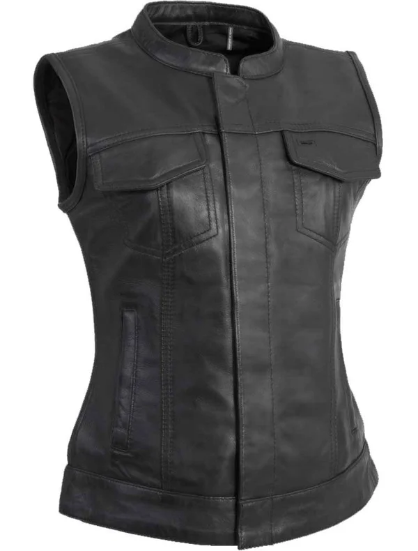 First Manufacturing Ludlow Women's Leather Vest - Black - 5XL
