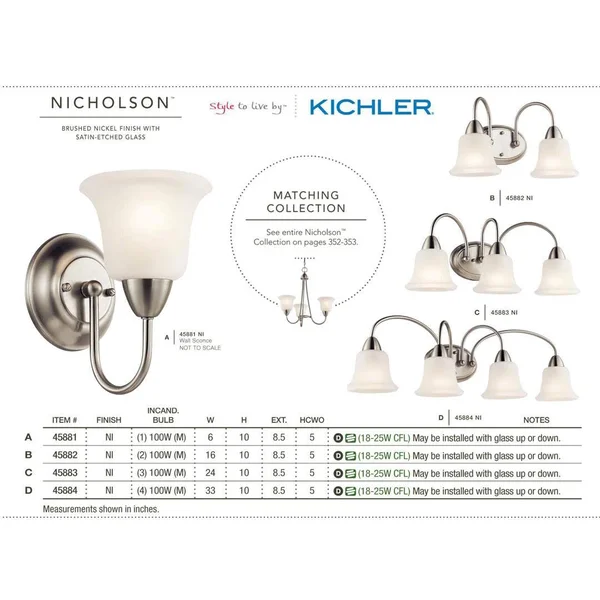 Kichler 45882NI Nicholson Bath 2-Light - Brushed Nickel