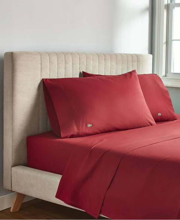 Lacoste Home Advantage Easy Care Sheet Set, Twin/XL - Deep Red